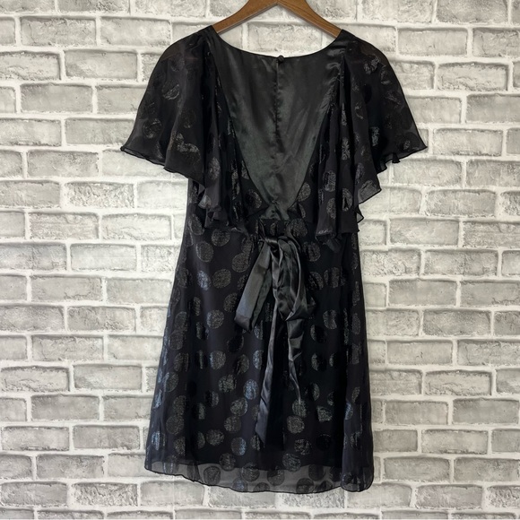 2B Rych Polka Dot Flutter Sleeve Elegant Silk Mini Dress Flirty Lightweight Sz 0 - Picture 5 of 9